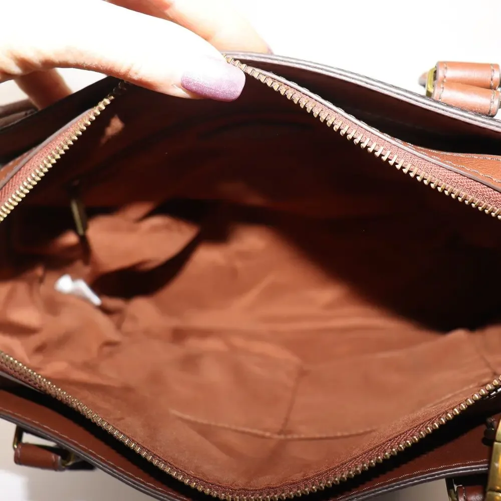 Fossil Black and Brown Leather Crossbody Satchel